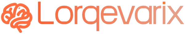 The logo for 'Lorqvarix' features a stylized orange brain icon on the left, followed by the brand name in a matching orange sans-serif font, all set against a solid white background.